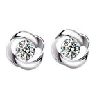 925 Sterling Silver Crystal Stone Whirl Stud Earrings Women Girl Earrings Stud