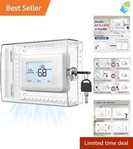 Clear Thermostat Lock Box with Key - Large Size, Fits Most Models Up to 7.28'' - Picture 1 of 8
