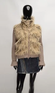 Morgan De Toi Y2K Vintage Faux Fur Wool Blend Zip Gray Cardigan Jacket Size 3 - Picture 1 of 9