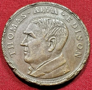 Thomas Alva Edison 1913 - Exposición Eléctrica y Salón del Automóvil - Nueva York - Bronce - Imagen 1 de 2