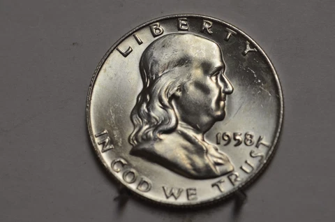1958-D Choice BU Franklin Half Dollar (90% Silver) Item #5135 Cover