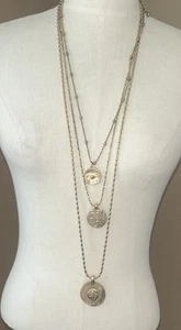VTG Gold Tone Chico's Multistrand Layered Medallion Coin Pendant Necklace J16 - Picture 1 of 6
