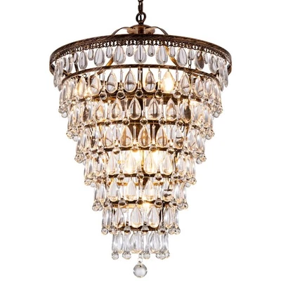 Candelabro de cristal 20 polegadas casa de fazenda bronze lustres de banheiro 8 luzes foy... - Imagem 1 de 4