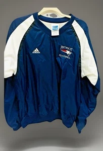 Adidas Patriots Football Windbreaker V-Neck Jacket Size M Blue White Pullover NF - Picture 1 of 6
