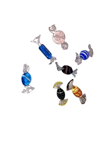 Murano Stil mundgeblasene Kunst Glas verpackt Süßigkeiten Figur Set (7 Stück Lot) - Bild 1 von 16
