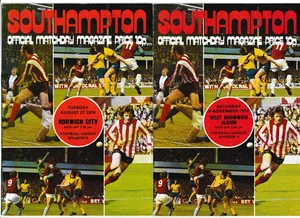 Southampton 1974/75 Auswahl Heimliga Programme aus Menü + Autogramme - Bild 1 von 6