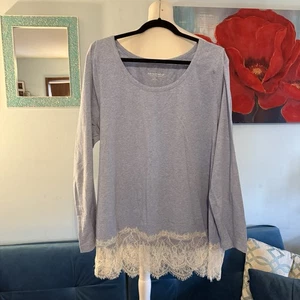 Top túnica con parte inferior de encaje azul claro Soft Surroundings talla 3X - Imagen 1 de 8