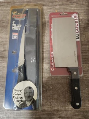 Vintage American Angler 6" Fillet Knife and Tucocina 6" Meat Cleaver - Image 1 of 4