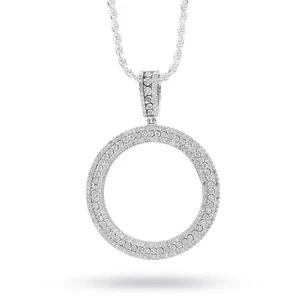 925 Silver 1.9 CTW Natural Diamond Round Picture Memory Pendant 16g Charm - Picture 1 of 3