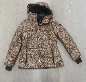 Michael Kors Women’s Leopard Print Quilted Puffer Jacket Coat Brown Size Small - Picture 1 of 4