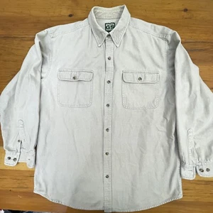 Guide Series Mens LT Large Tall Shirt Button Front Soft Ivory Flannel Chamois - Picture 1 of 11