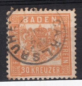 GERMANY, BADEN, SC # 25, CARLSRUHE CANCEL, A LITTLE THINED - Picture 1 of 1