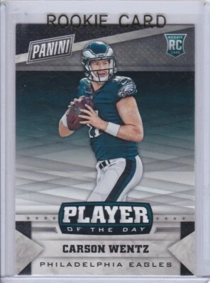 CARSON WENTZ ROOKIE CARD 2016 Panini Football PLAYER OF THE DAY RC Eagles Colts! - Image 1 of 2