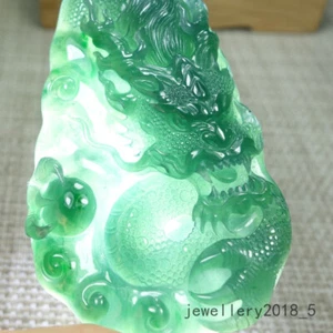 Certified Icy Green Burma 100% Natural A jadeite jade Pendant~Dragon 霸气龙牌 - Picture 1 of 24