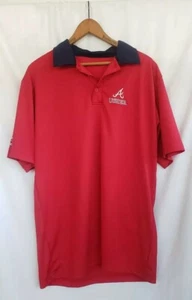 Atlanta Braves Usher Polo Shirt Men's L Red Polyester Coca-Cola Recycled Bottles - Picture 1 of 4