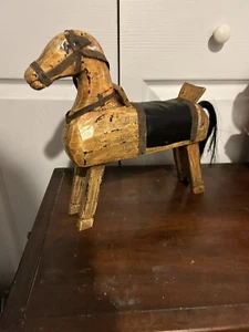 Wooden Horse Leather Reins Home Decor - Picture 1 of 4