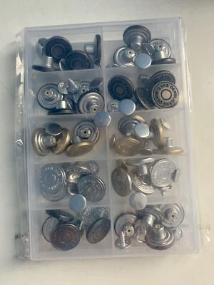 Denim Jeans Buttons Rivets DYI Repair Assortment New - Image 1 of 4