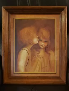 A Little Kiss painting - by Margaret Kane 20 1/2” X 17 1/2”- framed print - Picture 1 of 2