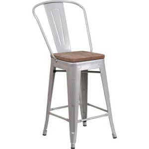 Flash Furniture 24" Silver Counter Ht. Stool w/Back - CH-31320-24GB-SIL-WD-GG - Picture 1 of 1