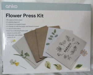 Flower Press Kit with blank paper, plywood, corrugated paper, instructions - Picture 1 of 5