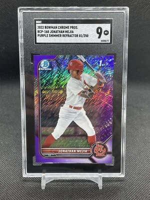 2022 Bowman Chrome - Prospects Purple Shimmer BCP-168 Jonathan Mejia /250 SGC 9  - Image 1 of 2