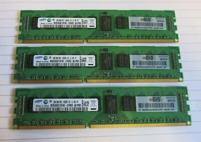 3 x HP Samsung M393B5673FH0-CH9Q5 500202-061 2GB PC3-10600 DDR3 ECC CL9 240P RAM - Image 1 of 4