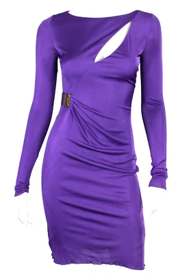 Vestido Vaina EMILIO PUCCI Violeta Púrpura Jersey Dorado Detalle Hebilla Recortado 40 Foto 1 de 4