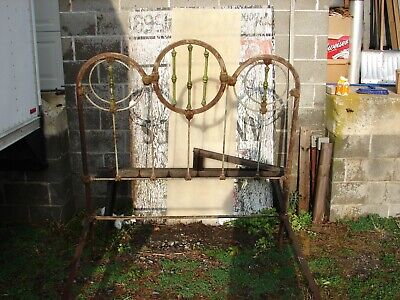 Antique Brass & Iron Bed Headboard Only - Fancy Mountain Top - SEE PHOTOS - #13 • 199.99£