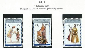 FIJI 1977 - QEII SILVER JUBILEE  Set of 3 - SG 536 to 538  Mint MNH - Picture 1 of 2