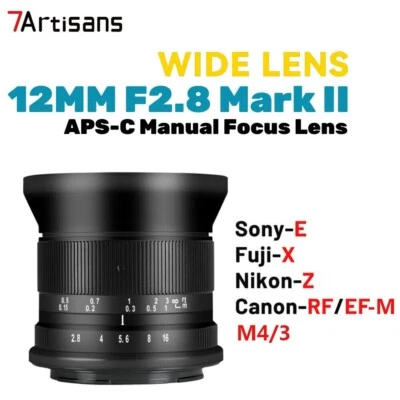 7artisans 12mm F2.8 Mark II Ultra Wide Angle Lens For E/ FX/ Z/ M43/ EOS-M/ RF - Image 1 of 4