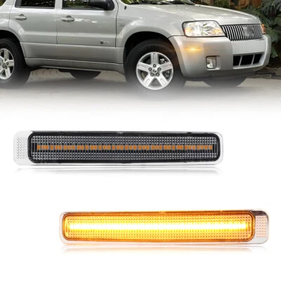 2X Clear Lens Amber LED Front Side Marker Lights For 2005-2007 Mercury Mariner - Image 1 of 4
