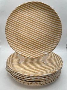 *8* Hearth & Hand™ ~ Melamine ~ GOLD RUSTIC STRIPE ~ 10.75" Dinner Plates - Picture 1 of 3