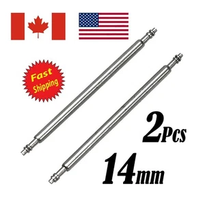 2 Pcs 14mm Watch Band Link Pin Replacement Stainless Steel Double Flanged End. - Foto 1 di 3