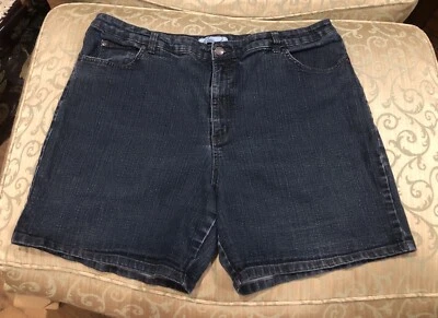 "18 pantalones cortos promedio Kim Rogers azul elástico de mezclilla 6,5"" entrepierna 5 bolsillos" Foto 1 de 4