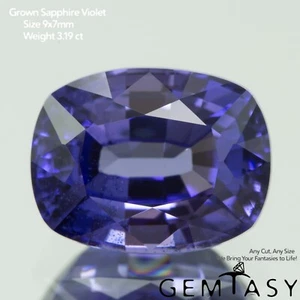 Piedra tallada - Zafiro violeta Czochralski (tirado) cultivado en laboratorio, faceta 9x7 mm 3,19 quilates - Imagen 1 de 4