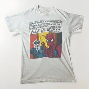 Vintage 90s Spider-Man “F*** The World” T-Shirt Single Stitch Watsons Sz. Large - Picture 1 of 12