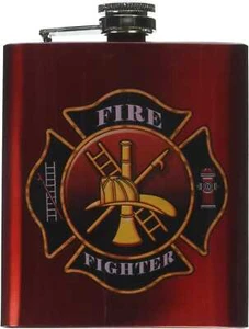 Firefighter - 7 oz. Hip Flask (Red) - Picture 1 of 1