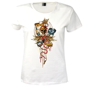 Rockabilly T-Shirt Damen Totenkopf Gothic Tattoo Hot Rod Motiv Bikerin *1040 - Bild 1 von 2