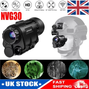 NVG30 940nm IR 1920x1080P Night Vision Goggles Monocular WiFi For Hunting UK - Picture 1 of 14