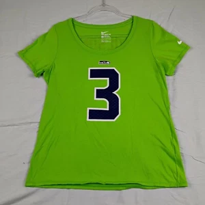 Seattle Seahawks Nike Shirt Wmns Large Green 3 Wilson NFL Football Short Sleeve - Picture 1 of 10