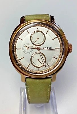 Reloj Fossil Mujer ES-3357 Oro Verde Gemado Multi-esfera Día Fecha Batería Nueva Foto 1 de 4