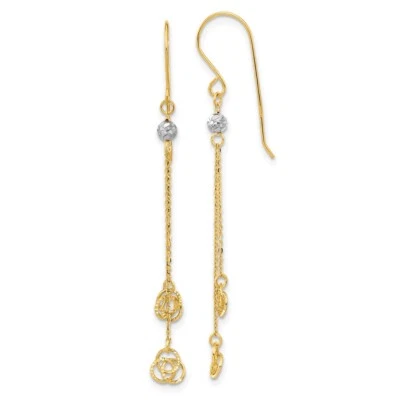54mm 14k Two-tone Gold Diamond-cut Love Knot Dangle Shepherd Hook Earrings - Image 1 of 4