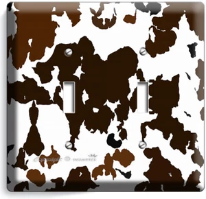 COW HIDE SKIN PRINT 2 GANG LIGHT SWITCH WALL PLATE COUNTRY STYLE ROOM HOME DECOR - Picture 1 of 1