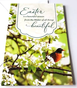 Tarjeta de felicitación sello de Pascua DaySpring Robin en rama cornejo - Imagen 1 de 3