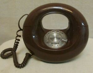 Vintage Western Electric Sculptura Brown Donut Rotary Dial Telephone