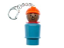 Fisher Price Little People Figure Vintage Retro Keychain Construction Worker