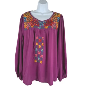 Savanna Jane Bauern Bluse Top groß bestickt Blumen Boho Neu mit Etikett TP-2823 - Bild 1 von 11