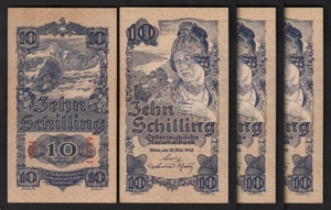 Austria 10 Schilling 1945, XF++ , 3 Pcs LOT, P-114 - Picture 1 of 4