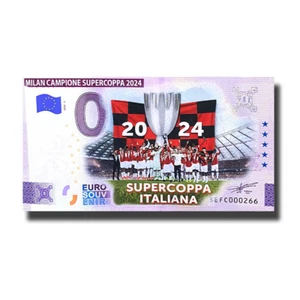 0 Euro Souvenir Banknote Milan Campione SuperCoppa 2024 2 Colour Italy SEFC 2024 - Picture 1 of 2