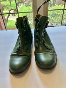 Botines Miz Mooz Cuero Botón Louise Kiwi Verde Talla 11/41 - Imagen 1 de 5
